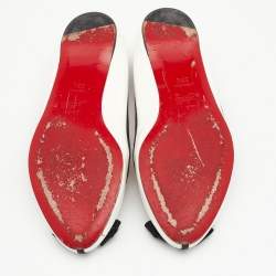 Christian Louboutin White/Black Patent Balinodono Bow Ballet Flats Size 36.5