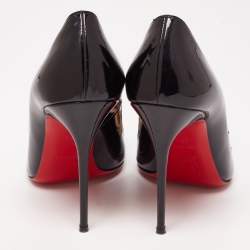 Christian Louboutin Black Patent Leather and Mesh 'Love Me' Bow Pumps Size 40.5