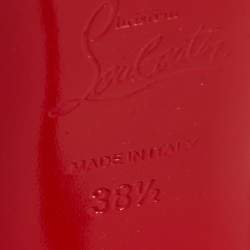 Pre Owned Christian Louboutin Off-White Patent Leather Private Number Slingback Sandals Size 38.5