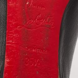 Pre Owned Christian Louboutin Black Leather Bow Detail Ballet Flats Size 35.5