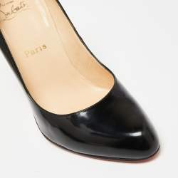 Pre Owned Christian Louboutin Black Leather Simple Pumps Size 41.5