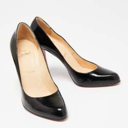 Pre Owned Christian Louboutin Black Leather Simple Pumps Size 41.5