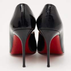 Pre Owned Christian Louboutin Black Patent Leather Simple Pumps Size 38.5