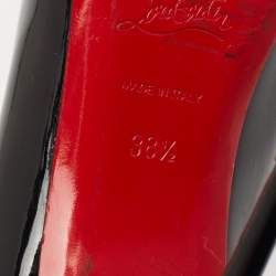 Pre Owned Christian Louboutin Black Patent Leather Simple Pumps Size 38.5