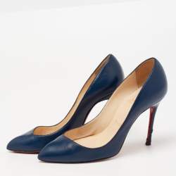 Christian Louboutin Navy Blue Leather Corneille Pointed Toe Pumps Size 35