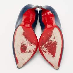 Christian Louboutin Navy Blue Leather Corneille Pointed Toe Pumps Size 35