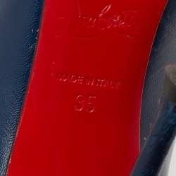 Christian Louboutin Navy Blue Leather Corneille Pointed Toe Pumps Size 35
