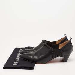 Christian Louboutin Black Leather Vicky Spike Booties Size 38