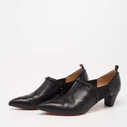 Christian Louboutin Black Leather Vicky Spike Booties Size 38