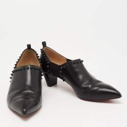 Christian Louboutin Black Leather Vicky Spike Booties Size 38