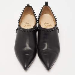 Christian Louboutin Black Leather Vicky Spike Booties Size 38