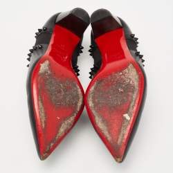 Christian Louboutin Black Leather Vicky Spike Booties Size 38