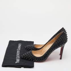 Pre Owned Christian Louboutin Black Leather Pigalle Spikes Pumps Size 41