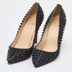 Pre Owned Christian Louboutin Black Leather Pigalle Spikes Pumps Size 41