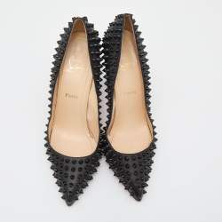Pre Owned Christian Louboutin Black Leather Pigalle Spikes Pumps Size 41