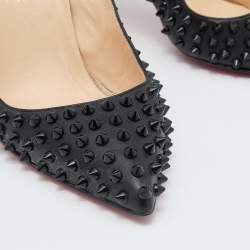 Pre Owned Christian Louboutin Black Leather Pigalle Spikes Pumps Size 41