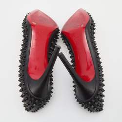 Pre Owned Christian Louboutin Black Leather Pigalle Spikes Pumps Size 41