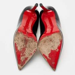 مملوكة مسبقًا حذاء كعب عالي كريستيان لوبوتان بيغال بلاتو جلد أسود لامع مقاس 38