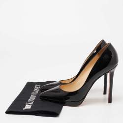 مملوكة مسبقًا حذاء كعب عالي كريستيان لوبوتان بيغال بلاتو جلد أسود لامع مقاس 38