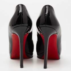 مملوكة مسبقًا حذاء كعب عالي كريستيان لوبوتان بيغال بلاتو جلد أسود لامع مقاس 38