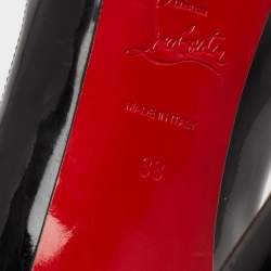 مملوكة مسبقًا حذاء كعب عالي كريستيان لوبوتان بيغال بلاتو جلد أسود لامع مقاس 38