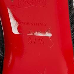 مملوكة مسبقًا حذاء باليرينا فلات كريستيان لوبوتان فوليه ستراس سويدي مرصع وشبك أسود مقاس 37.5