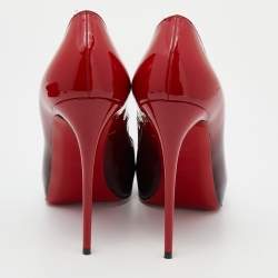 Pre Owned Christian Louboutin Black/Red Ombre Patent Leather New Very Prive Peep Toe Pumps Size 38.5