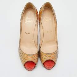 Christian Louboutin Beige Python Leather Altadama Peep Toe Pumps Size 39