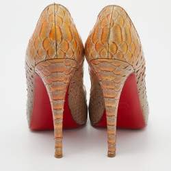 Christian Louboutin Beige Python Leather Altadama Peep Toe Pumps Size 39