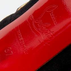 مملوكة مسبقًا Christian Louboutin Black Suede And Leather Trim Whipstitch Ostri Slingback Sandals Size 37