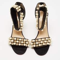 Christian Louboutin Black Suede Tudor Bal Ankle-Strap Sandals Size 40