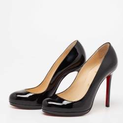 Pre Owned Christian Louboutin Black Patent Leather New Simple Pumps Size 38
