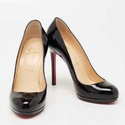 Pre Owned Christian Louboutin Black Patent Leather New Simple Pumps Size 38