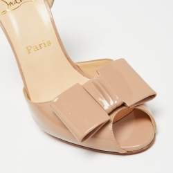 مملوكة مسبقًا Christian Louboutin Beige Patent Leather Jolie-Noeud D'orsay Pumps Size 40.5