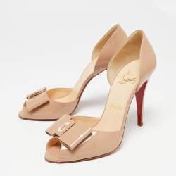 مملوكة مسبقًا Christian Louboutin Beige Patent Leather Jolie-Noeud D'orsay Pumps Size 40.5