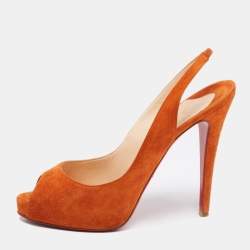 Christian Louboutin Orange Suede No Prive Slingback Pumps Size 41