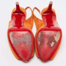 Christian Louboutin Orange Suede No Prive Slingback Pumps Size 41