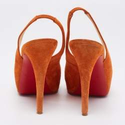 Christian Louboutin Orange Suede No Prive Slingback Pumps Size 41