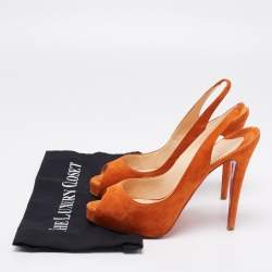 Christian Louboutin Orange Suede No Prive Slingback Pumps Size 41
