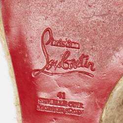 Pre Owned Christian Louboutin Purple Canvas Delfin Espadrille Wedge Sandals Size 41