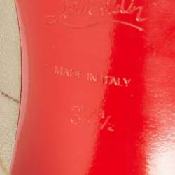 Pre Owned Christian Louboutin Metallic Beige Leather Very Prive Peep-Toe Pumps Size 37.5