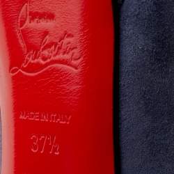 مملوكة مسبقًا حذاء كعب عالي كريستيان لوبوتان بيانكا سويدي أزرق نعل سميك مقاس 37.5