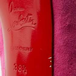 Pre Owned Christian Louboutin Pink Suede Hyper Prive Peep Toe Platform Pumps Size 38.5
