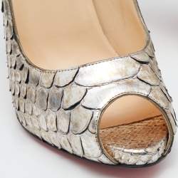 Christian Louboutin Metallic Two-Tone Python Very Prive Peep Toe Pumps Size 38