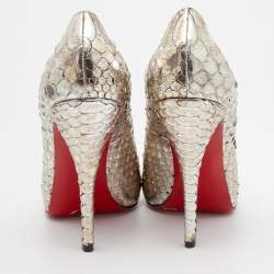 Christian Louboutin Metallic Two-Tone Python Very Prive Peep Toe Pumps Size 38