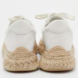 Pre Owned Christian Louboutin White Canvas And Leather Espasneak Espadrille Sneakers Size 39