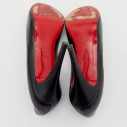 Pre Owned Christian Louboutin Black Leather New Very Prive Peep Toe Pumps Size 38.5