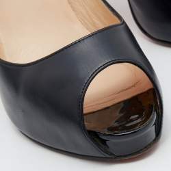 Pre Owned Christian Louboutin Black Leather New Very Prive Peep Toe Pumps Size 38.5