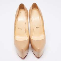 Pre Owned Christian Louboutin Beige Leather Daffodile Pumps Size 37