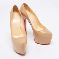 Pre Owned Christian Louboutin Beige Leather Daffodile Pumps Size 37